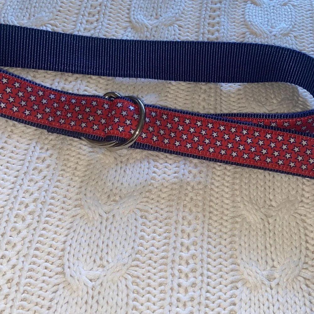 Nylon D Ring Boys Belt 28” Red White and Blue with Stars